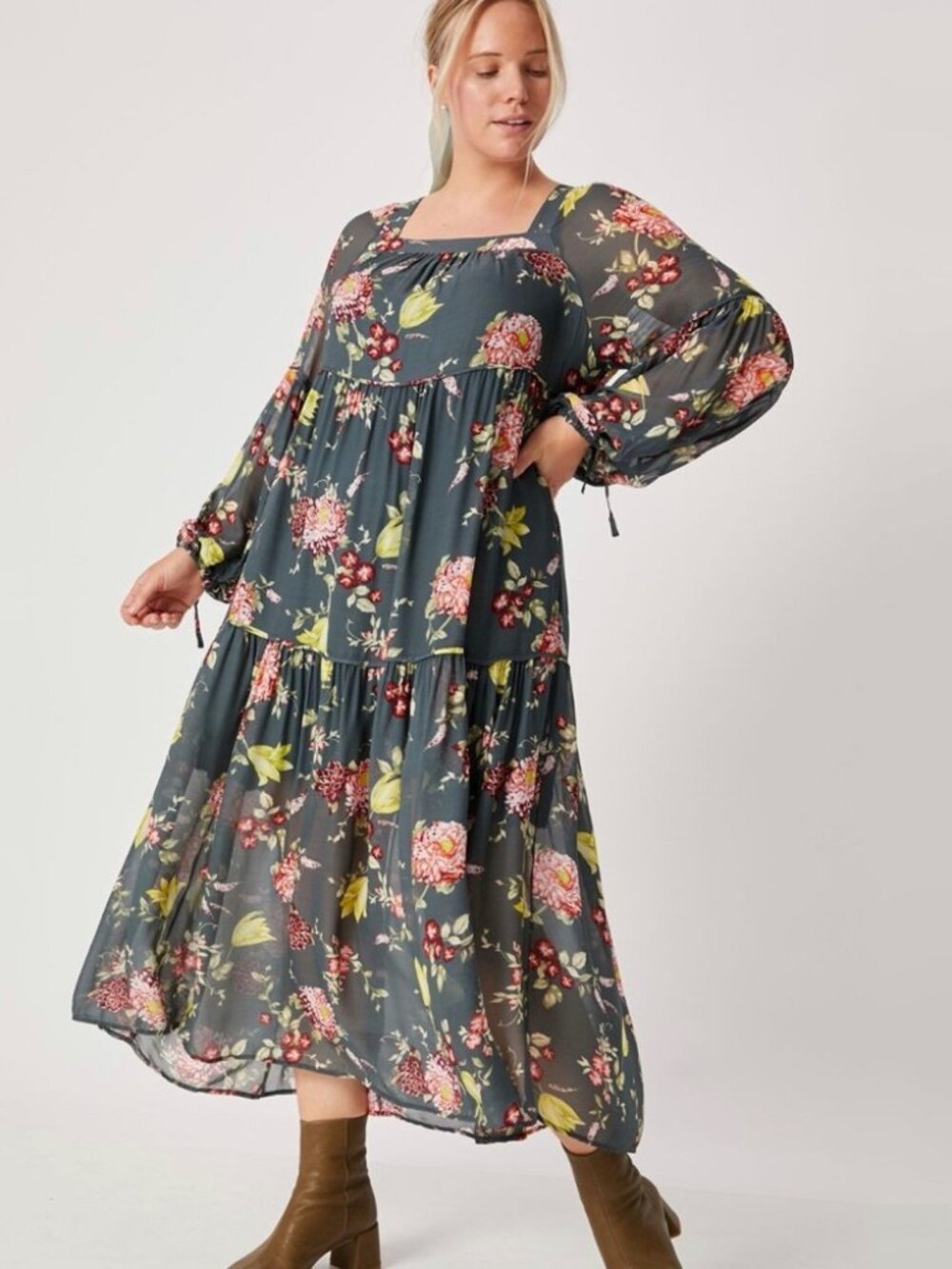Like New Anthropologie floral Evelin Maxi Dress Plus 1x